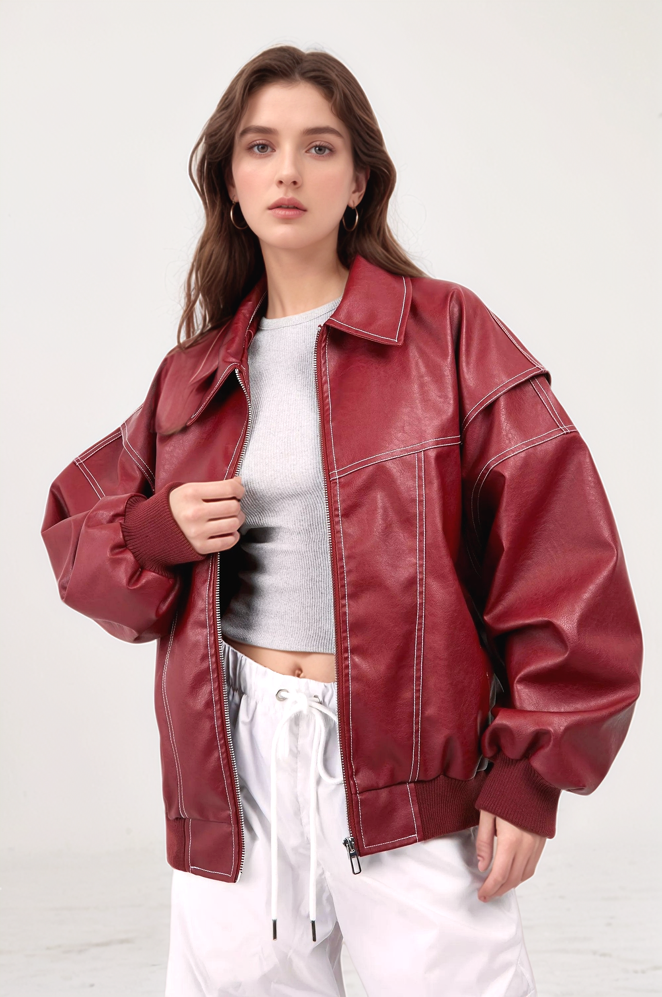 Christina Bomber Leather Jacket