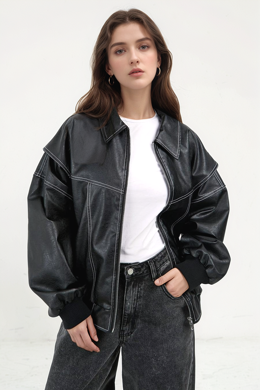 Christina Bomber Leather Jacket