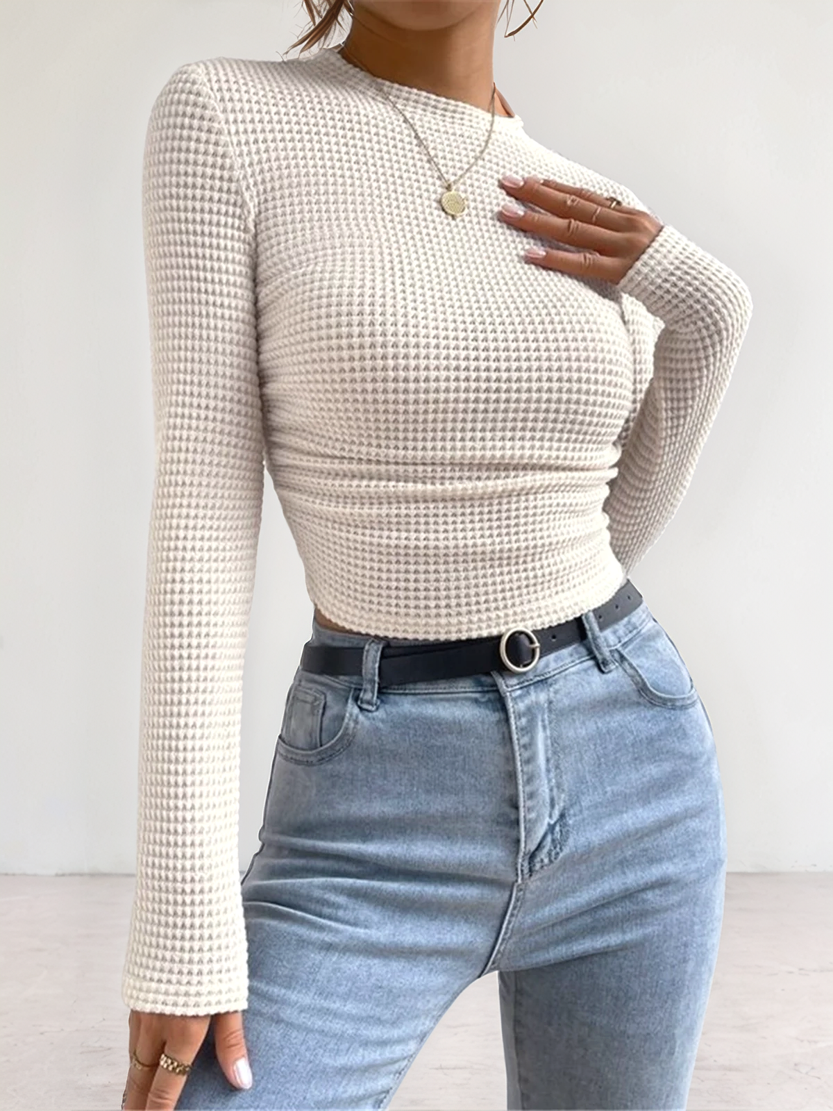 Abiline Waffle Slim Sweater