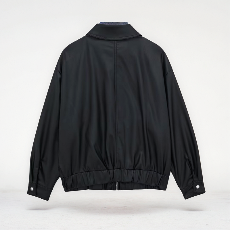 SIVAS LOOSE FAUX LEATHER BOMBER JACKET