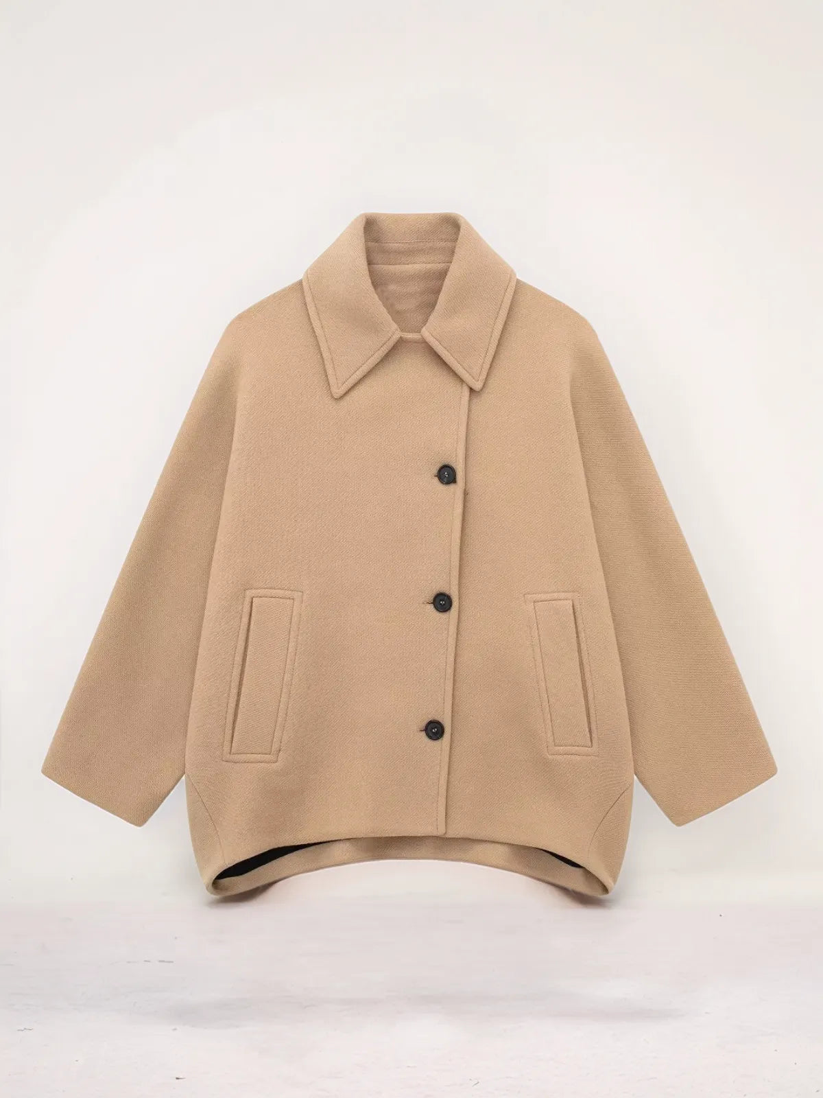 Yara Solid Oversized Pocket Button Coat