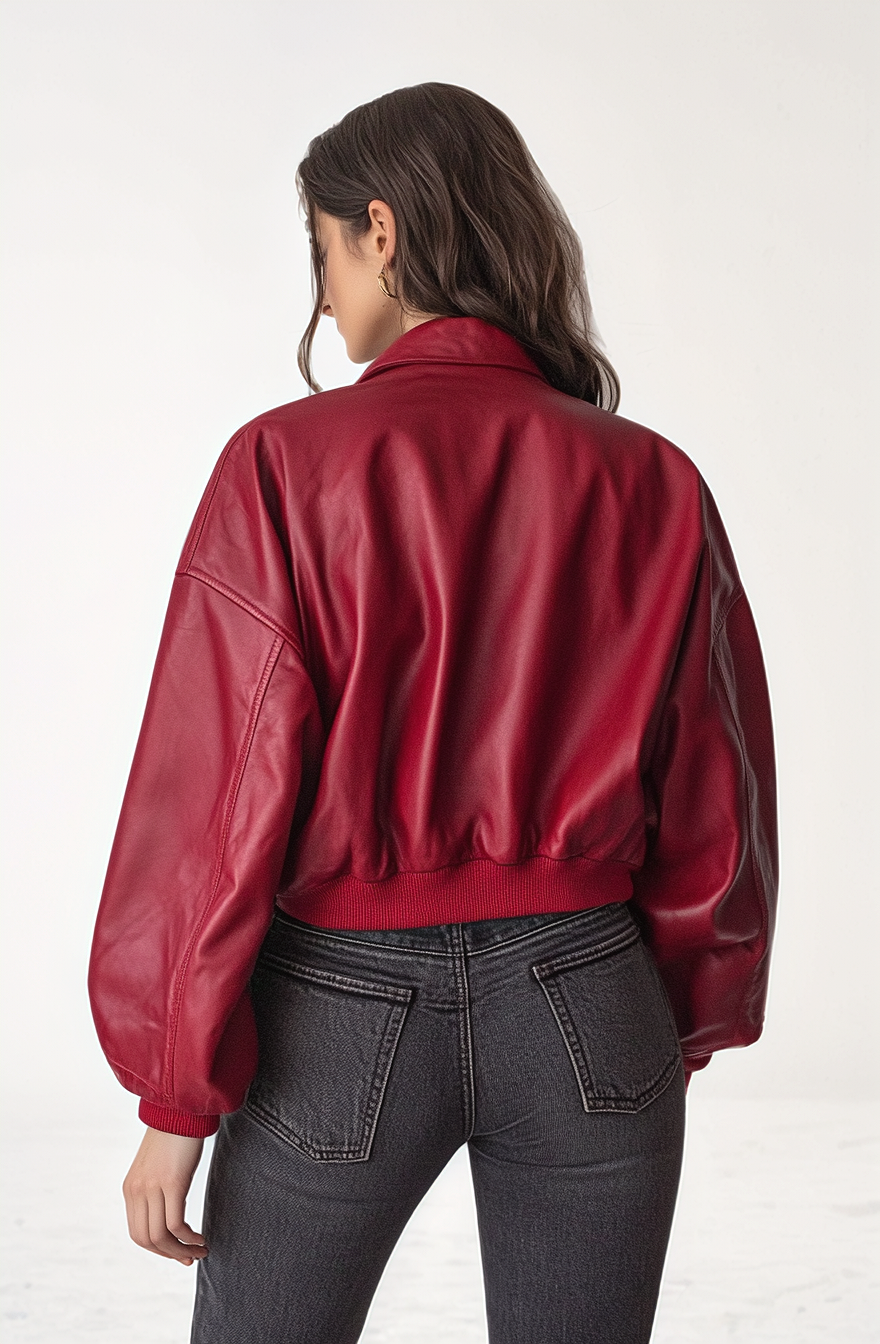 Natalie Faux Leather Bomber Jacket