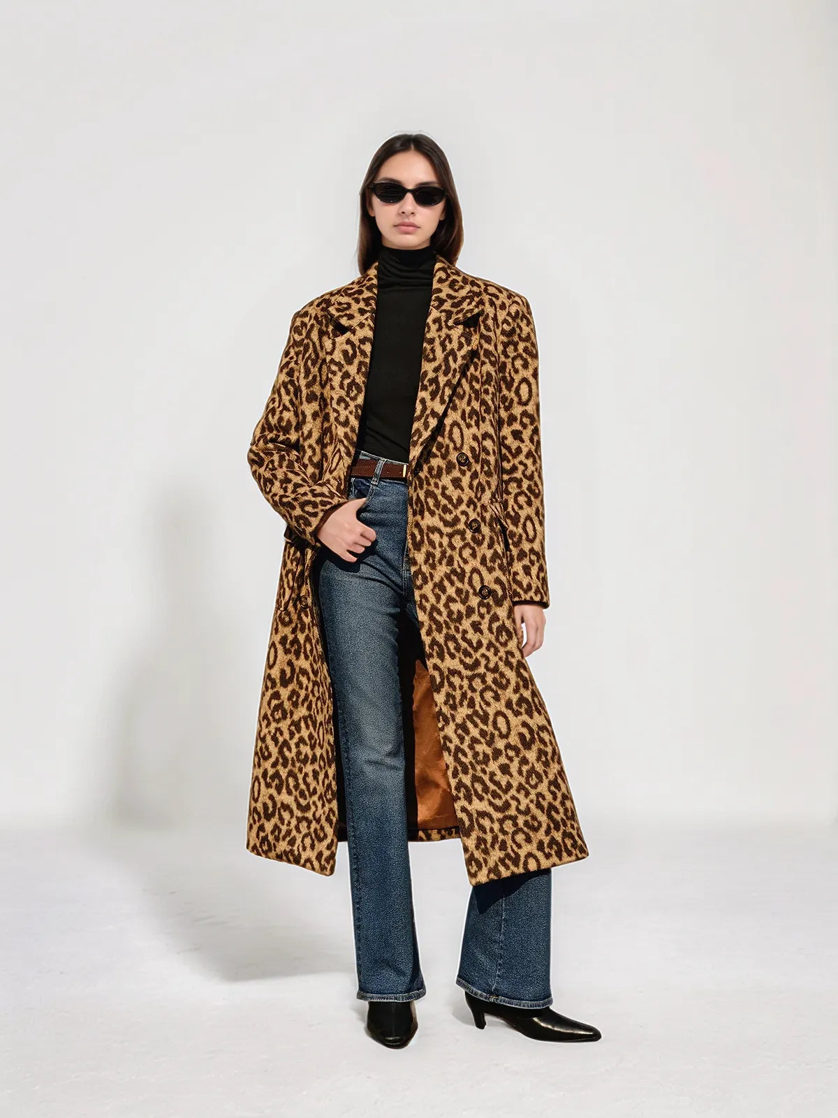 Celine Leopard Pockets Long Wool Coat