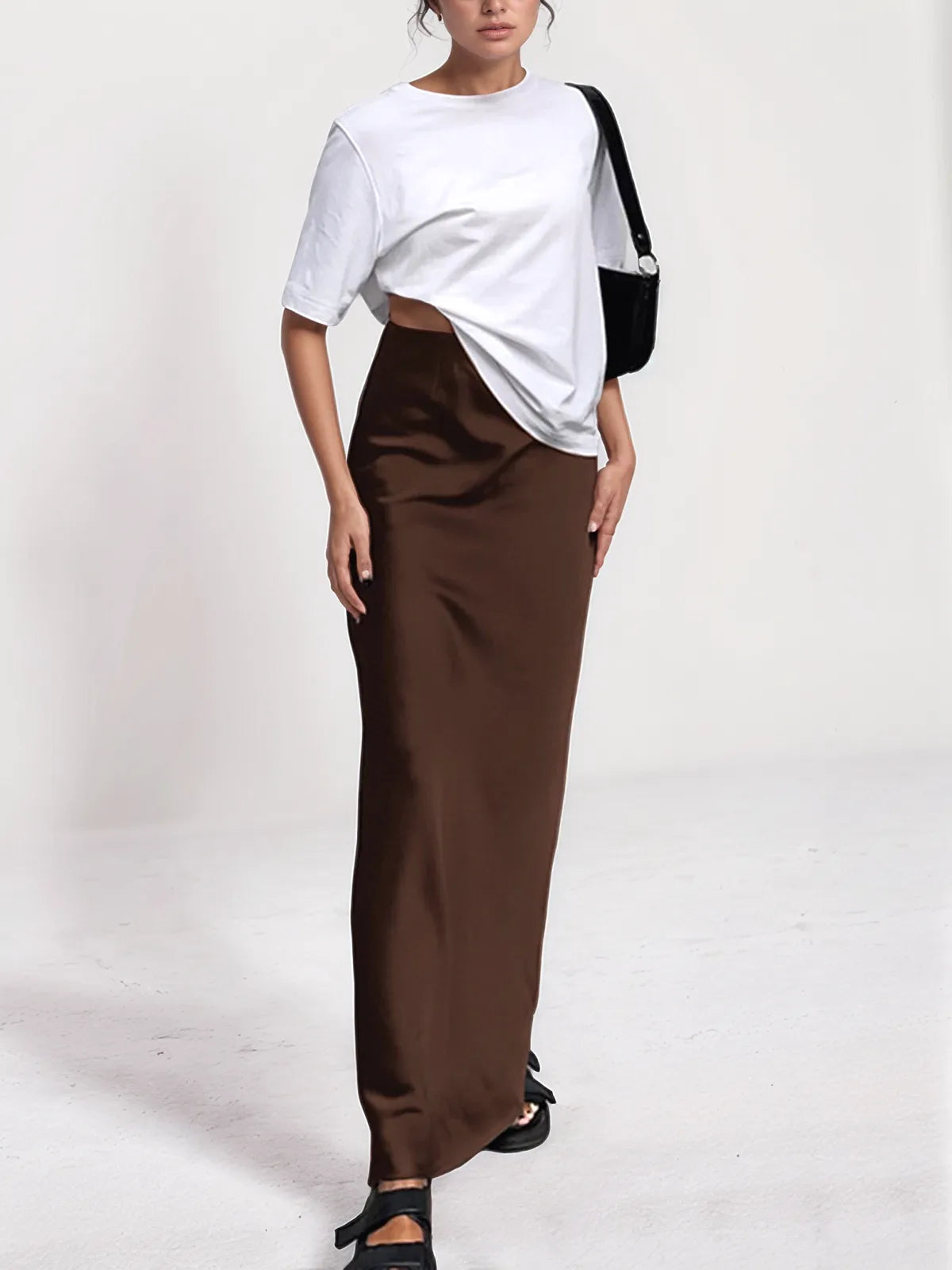 Talia Utility Satin Maxi Skirt