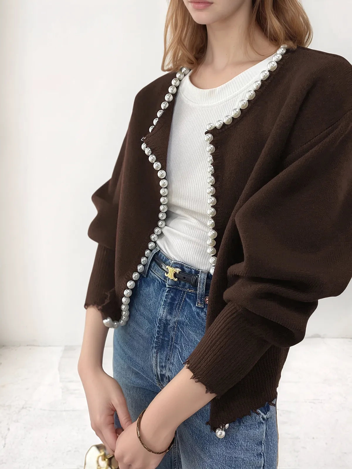 Aria Trim Ripped Hem Cardigan