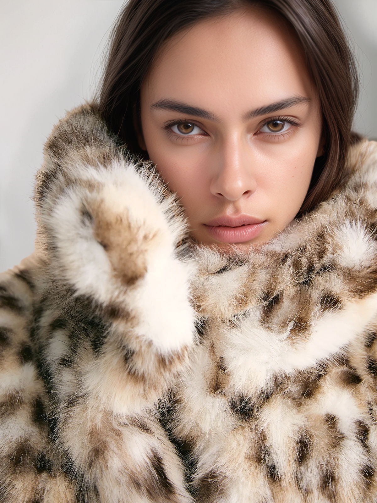 Olive Faux Fur Leopard Coat