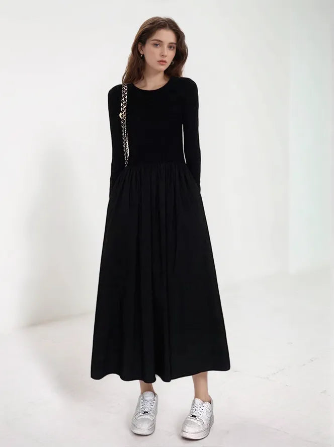 Lily Leisure Pockets Long Sleeve Long Dress