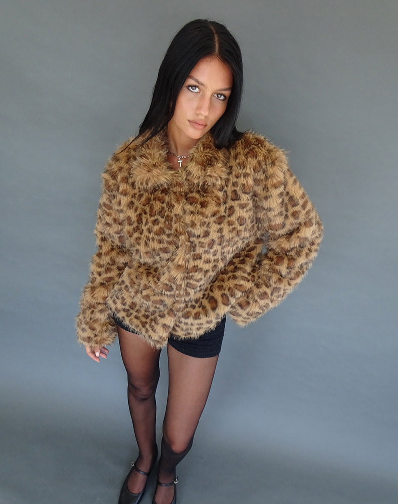 Lucia Faux Fur Leopard Coat