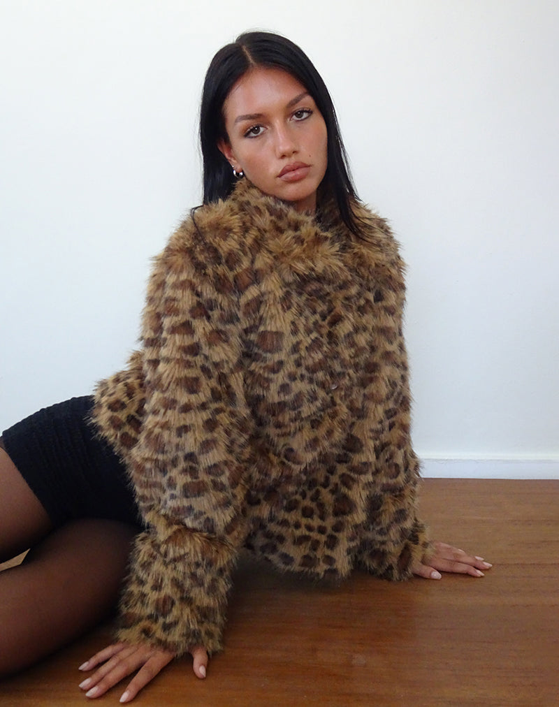 Lucia Faux Fur Leopard Coat