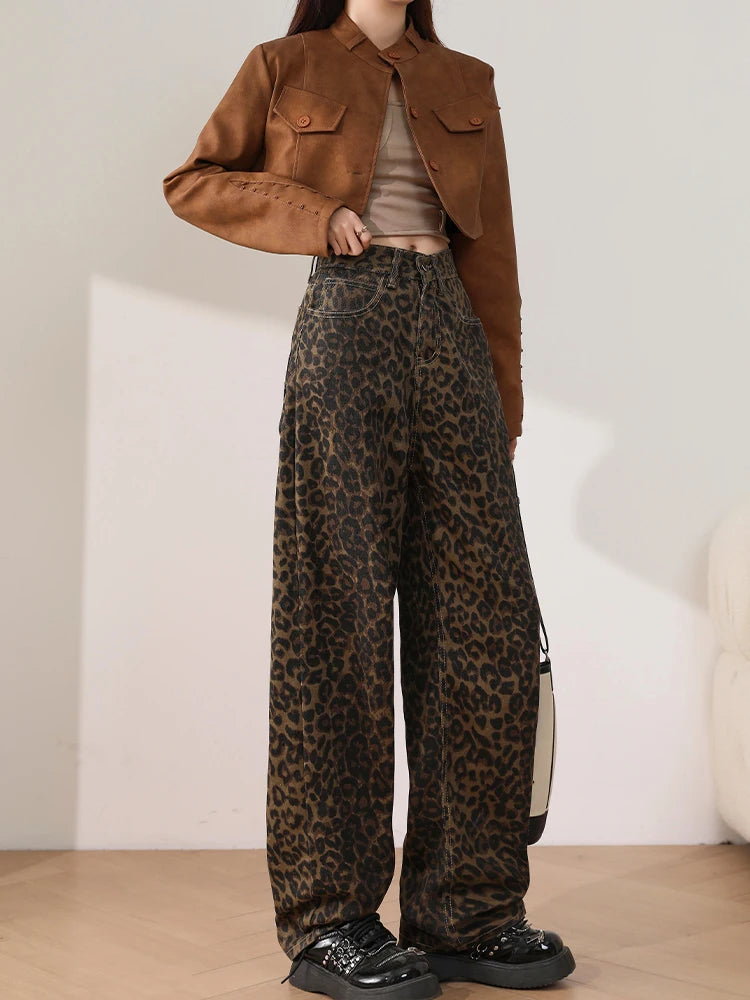 Valeria High Waisted Leopard Print Jeans