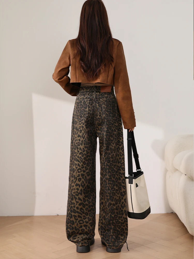 Valeria High Waisted Leopard Print Jeans