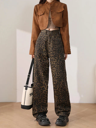 Valeria High Waisted Leopard Print Jeans