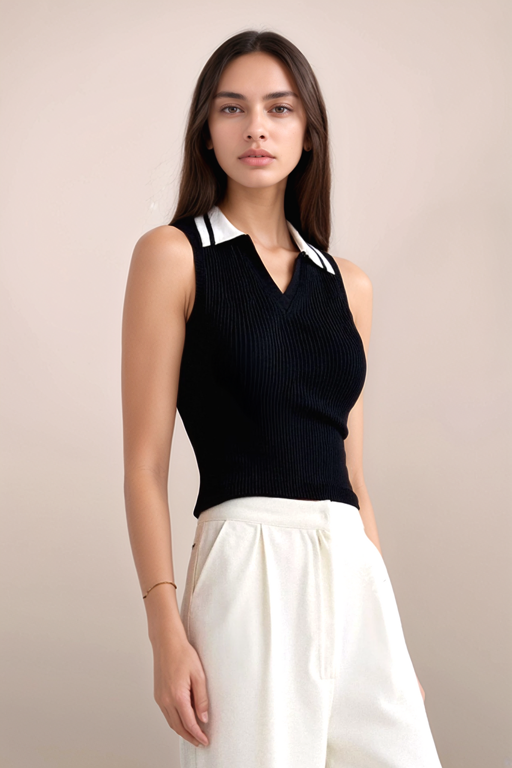 Eddison Collared Knit Sweater Vest