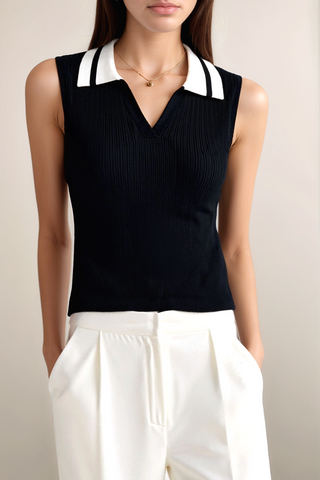Eddison Collared Knit Sweater Vest