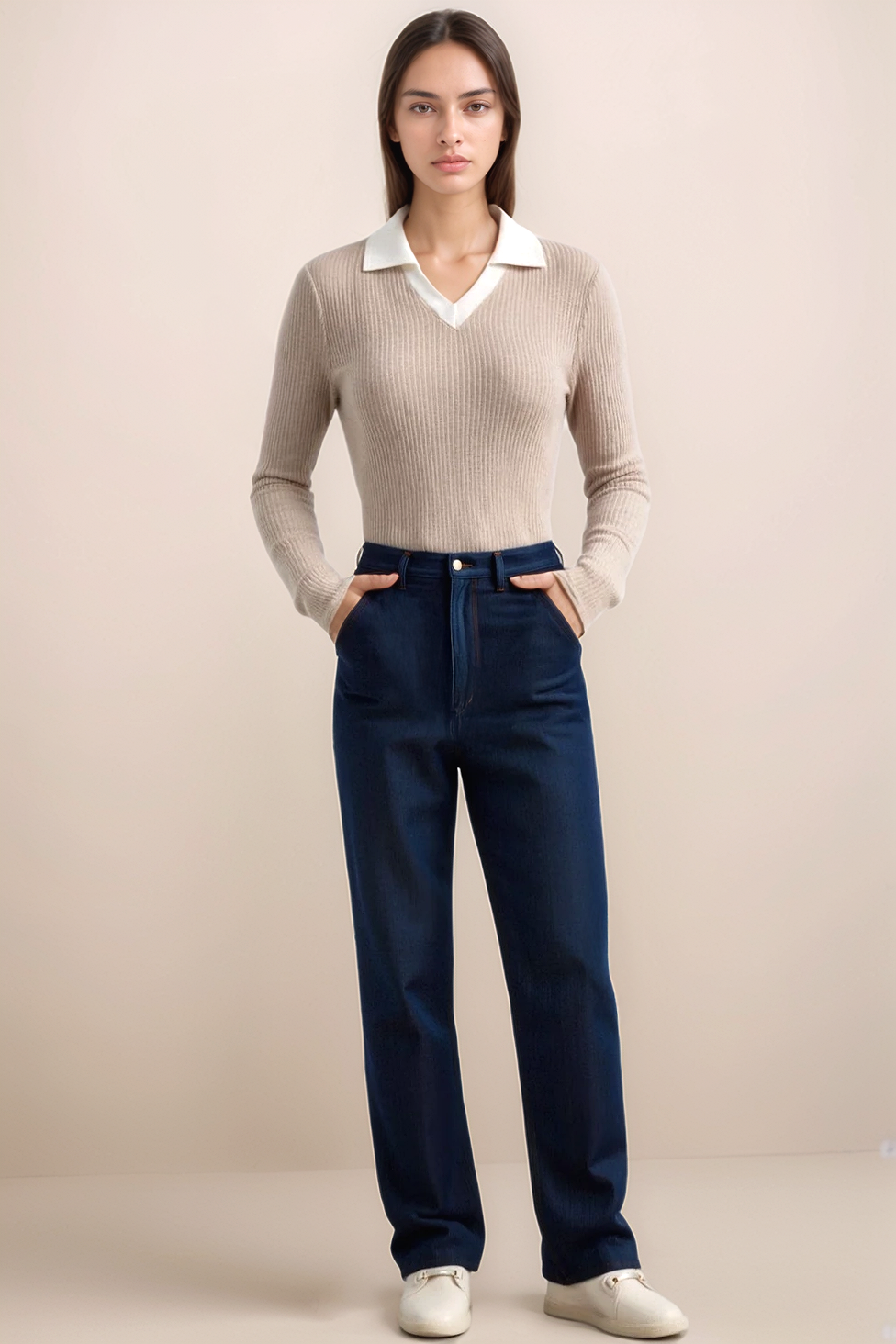 Ivy Woolen Ribbed Polo Sweater