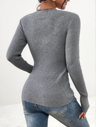 Campbell Half Button Ribbed Knit Tee