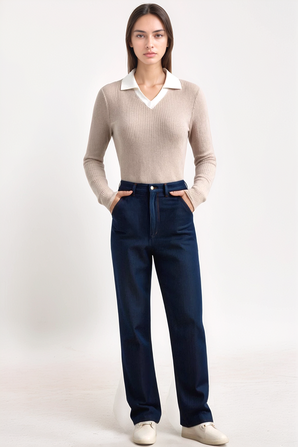 Ivy Woolen Ribbed Polo Sweater