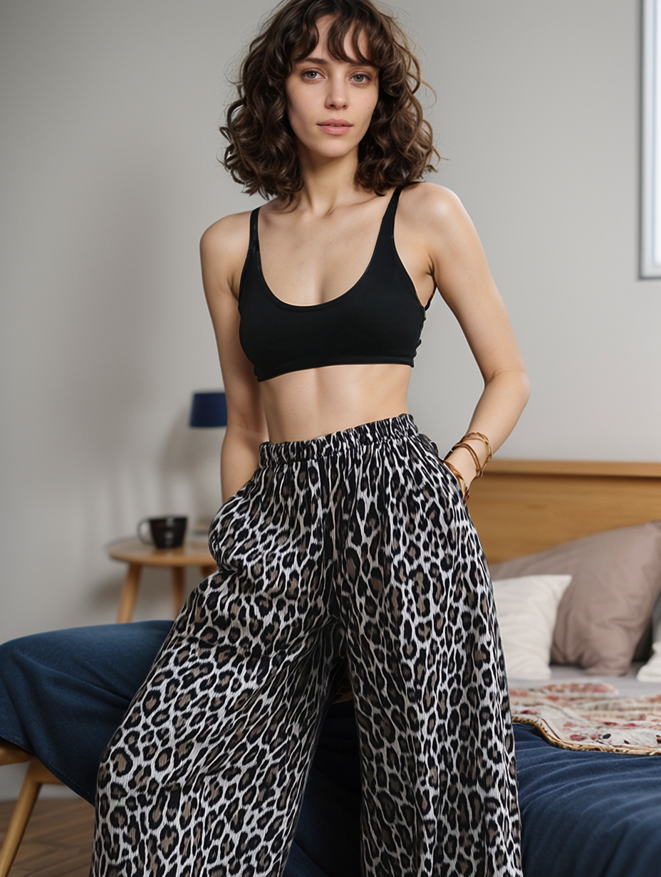 Daria Leopard Print Wide Leg Pants