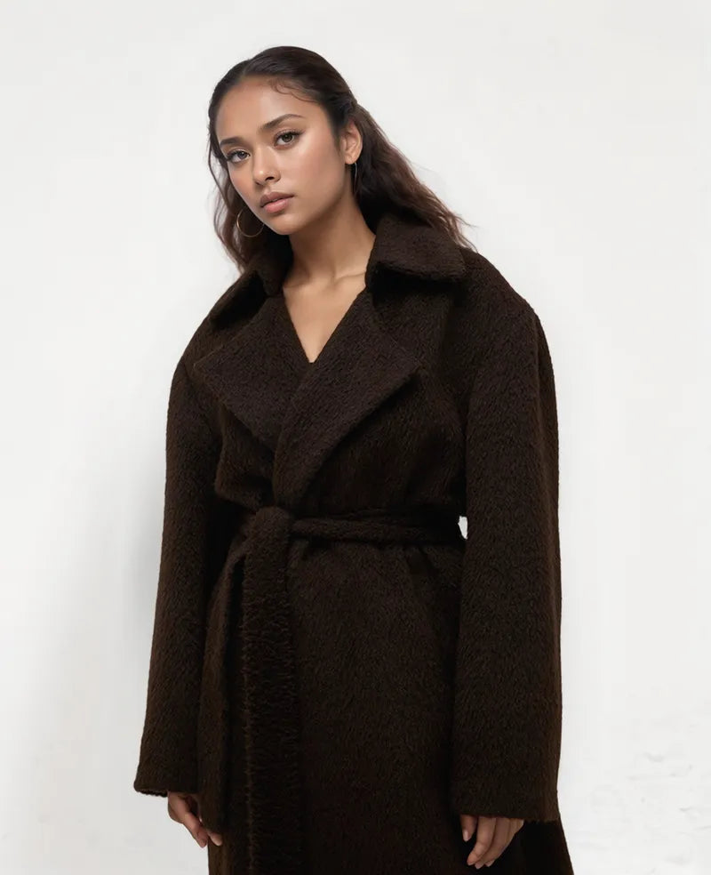 Sawyer Wool Blend Belted Trench Coat