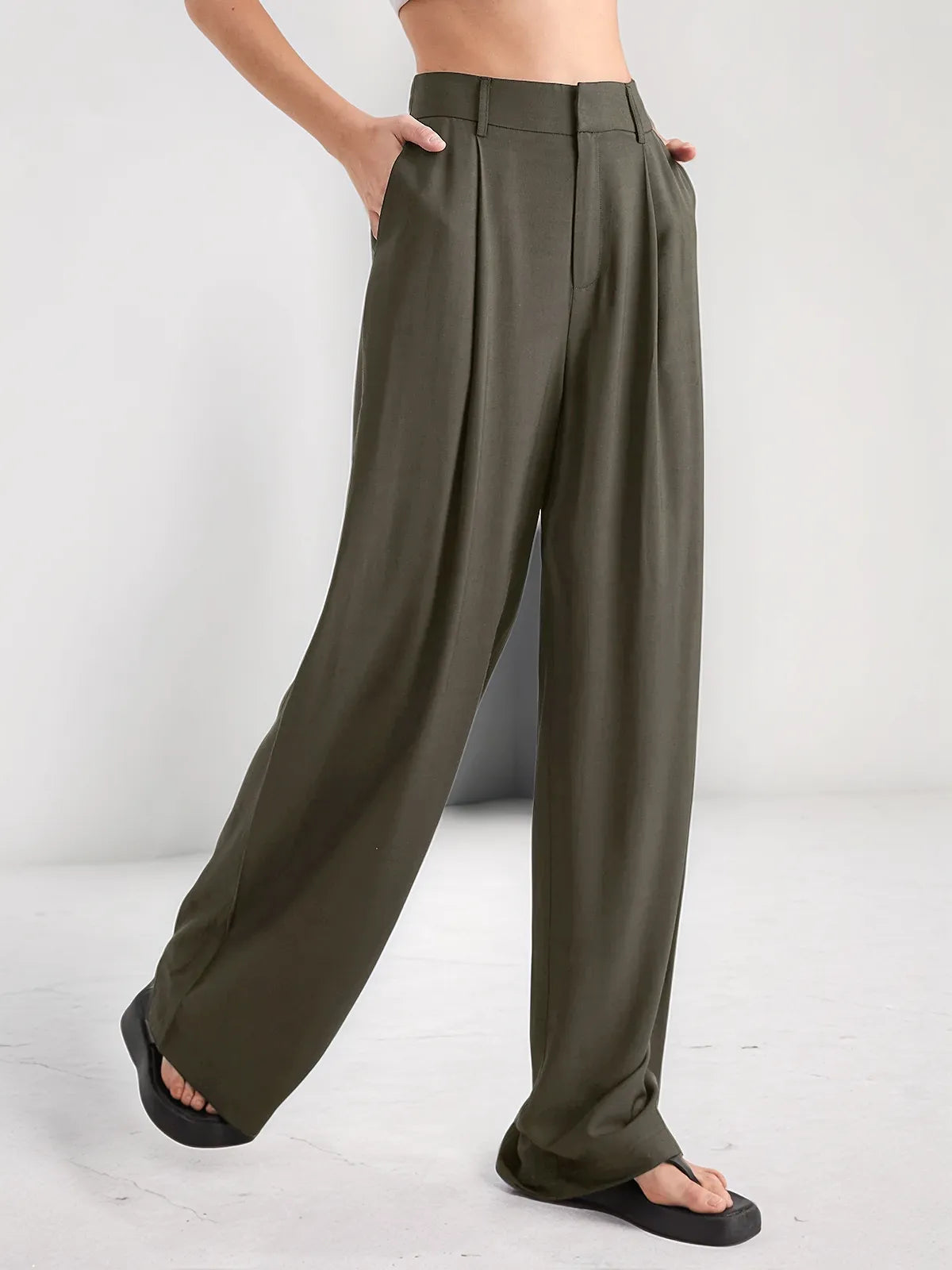 Kylie Oversized High Waisted Pleat Front Trousers