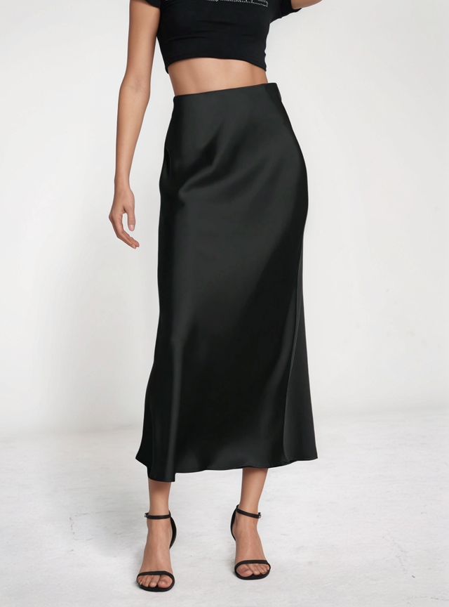 Lacey Satin Maxi Skirt